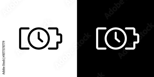 バッテリー・残り時間・時計アイコン（ベクター）