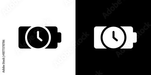 バッテリー・残り時間・時計アイコン（ベクター）