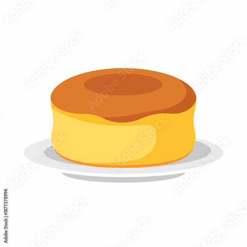 Yellow Cake with Brown Topping on Plate.