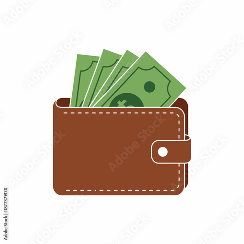 Brown Leather Wallet with Cash Inside.