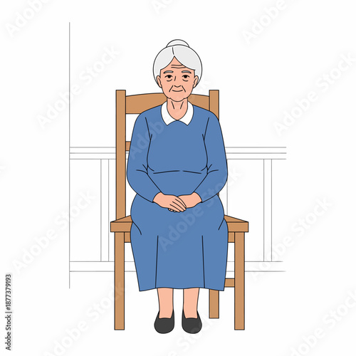 Elderly Woman Sitting on a Chair.