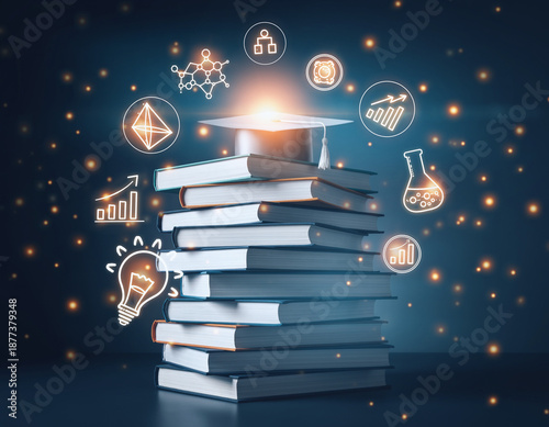 illustration of a book and books