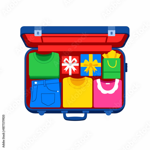 Suitcase Packed with Clothing and Accessories.