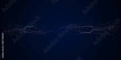 Vector cloud data technology blue background and network concept. Circuit board frame with an empty place in the center on a technology blue background.