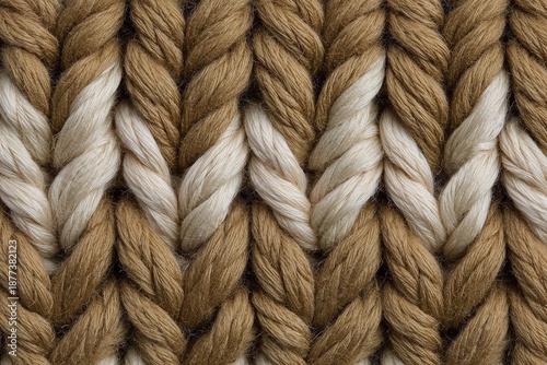 Brown and White Two-Tone Knit Texture Close-Up for Home Decor and Apparel
