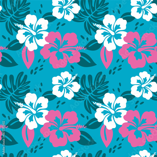 hawaii flowers seamless pattern 
