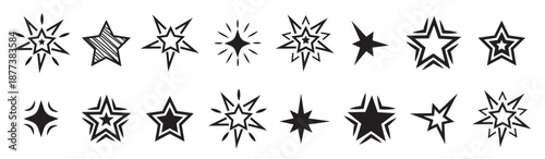 star icons twinkling stars sparkles shining burst
