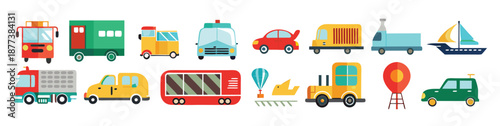 transportation icon set collection illustration 