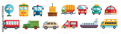  transportation icon set collection illustration