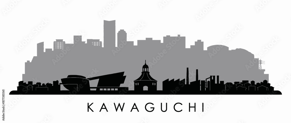 Naklejka premium Kawaguchi Japan city skyline silhouette vector illustration