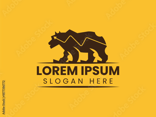 Bear silhouette mascot logo design template minimalist vector illustration