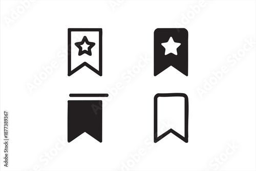 Minimalist bookmark star UI icons for reading app save buttons and navigation menus
