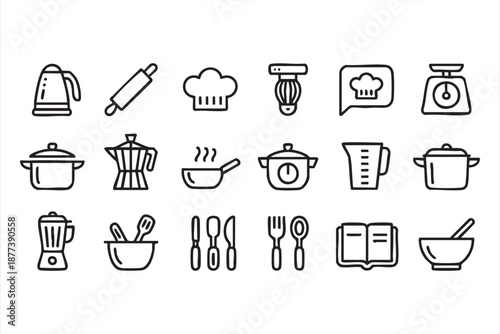 Food preparation interface symbols for home chef and restaurant platforms