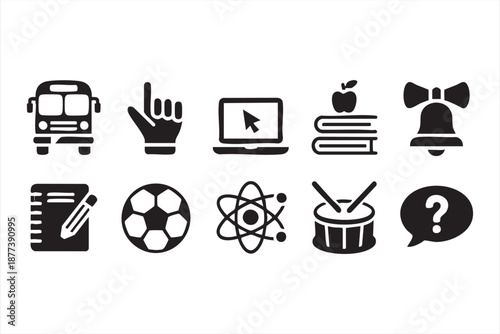 Classroom learning interface icons for digital education applications