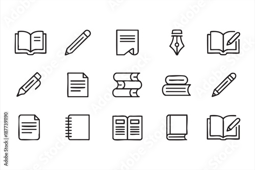 Notebook and manuscript UI symbols for academic research tools