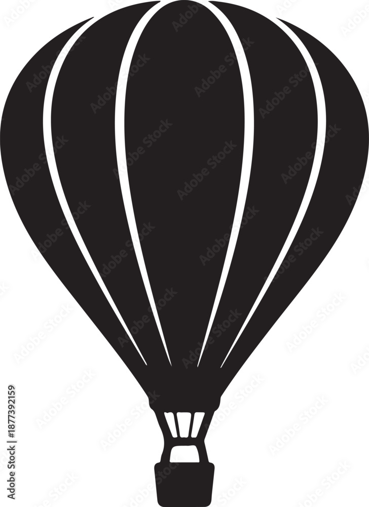 Fototapeta premium Hot Air Balloon Silhouette Icon Aerial Transport Vehicle