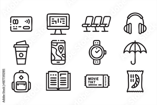 UI travel icon kit for booking platforms, airline apps, tourism websites