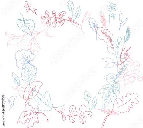 線画。線画タッチの植物イラスト。夏と春に使える植物ベクターフレーム。
Line art. Botanical illustration with a line drawing touch. Botanical vector frame that can be used in summer and spring.