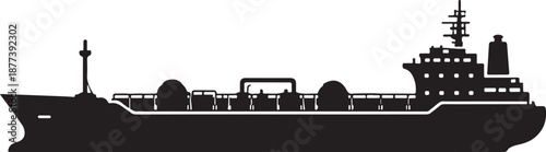 Fuel Tanker Ship Silhouette Icon Maritime Cargo Vessel