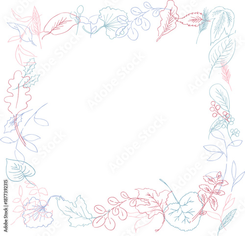 線画。線画タッチの植物イラスト。夏と春に使える植物ベクターフレーム。
Line art. Botanical illustration with a line drawing touch. Botanical vector frame that can be used in summer and spring.