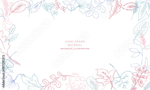 線画。線画タッチの植物イラスト。夏と春に使える植物ベクターフレーム。
Line art. Botanical illustration with a line drawing touch. Botanical vector frame that can be used in summer and spring.