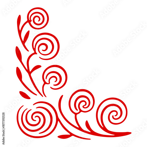 Red Floral Vine Corner Decoration