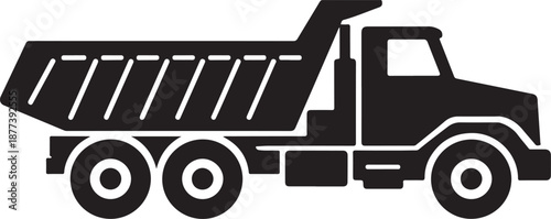Dump Truck Silhouette Icon Heavy Cargo Transport