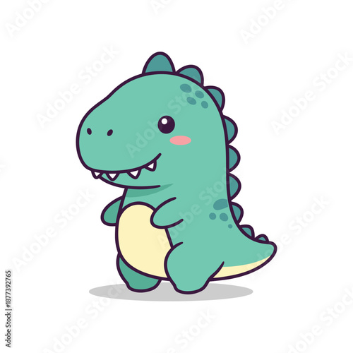 Adorable Cartoon Dinosaur Illustration for Kids