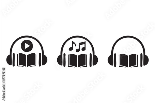 UI audiobook icon kit for podcast apps, audio learning platforms, media dashboards