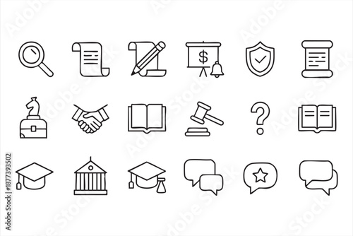 UI business and legal icon kit for management dashboards, corporate portals