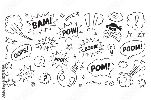 Cartoon speech bubble set for blog headers, social posts, digital ads
