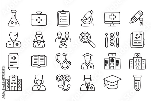 UI medical icon kit for hospital dashboards, clinic management systems