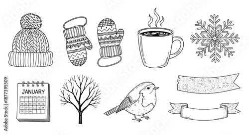 Winter essentials and symbols