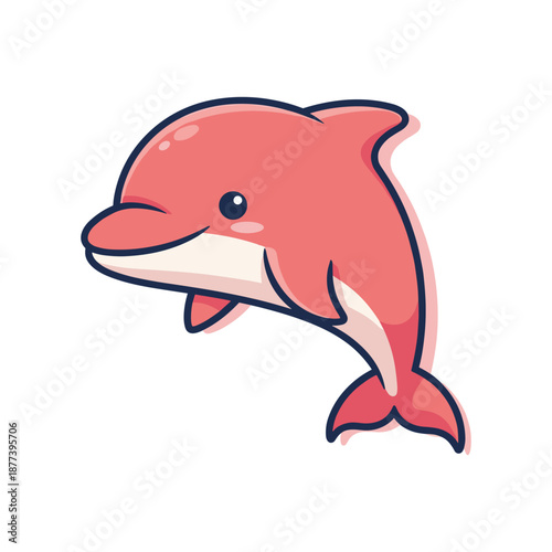 Pink Dolphin Cartoon Character Illustration