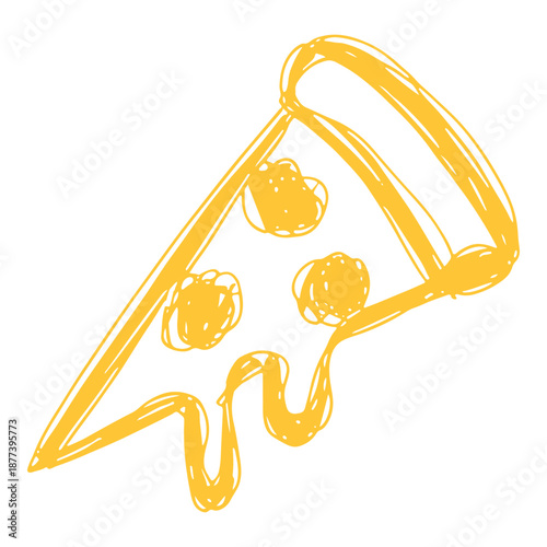 Cheesy Pizza Slice Chalk Sketch