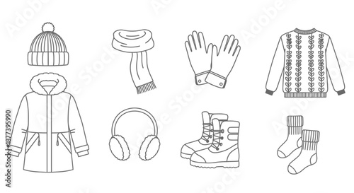 Essential winter wear collection Vector