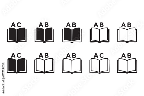 Open book ABC UI icons for homeschool and e-learning tools