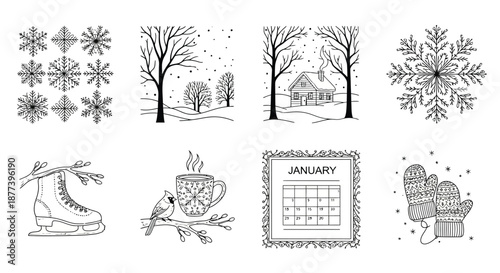 Winter wonderland illustrations Vector