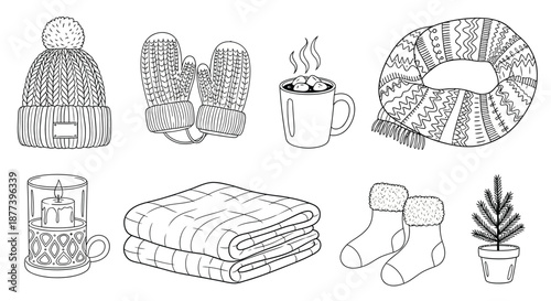 Cozy winter essentials Vector