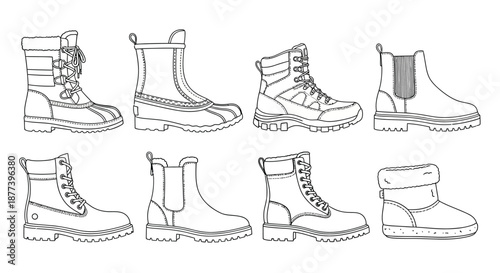 Collection of versatile winter boots Vector