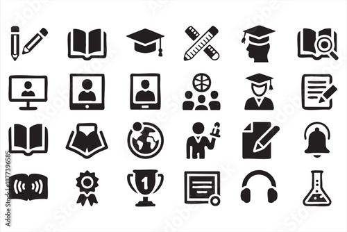 Graduation and study vector icon collection