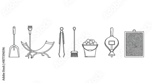 Tools for a cozy fireplace setting Vector
