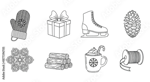 Winter holiday icons collection Vector