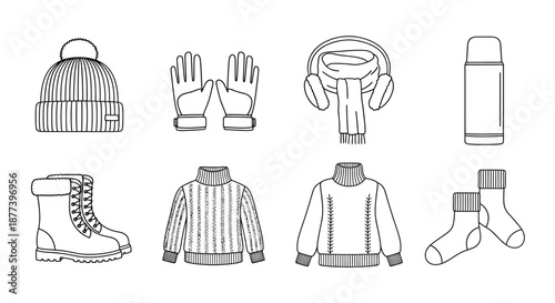 Essential winter wear collection Vector