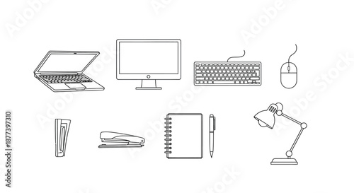 Modern office equipment layout Vector