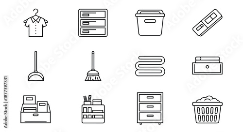Essential household items for organization Vector