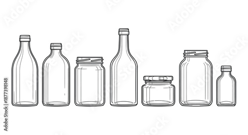 Collection of various glass containers Vector