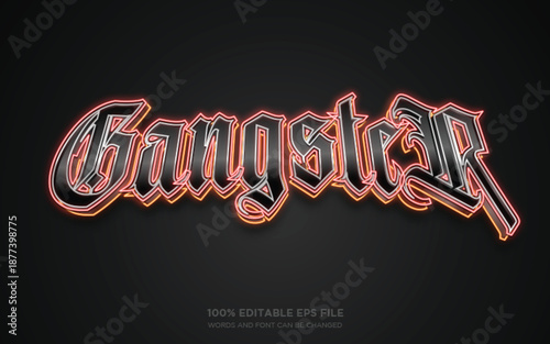 Gangster 3D editable text style effect