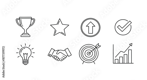 Icons representing success and achievement Vector
