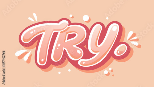 A playful vector design featuring the word 'try' in soft, vibrant colors, perfect for creative projects, inspiring positivity and motivation.